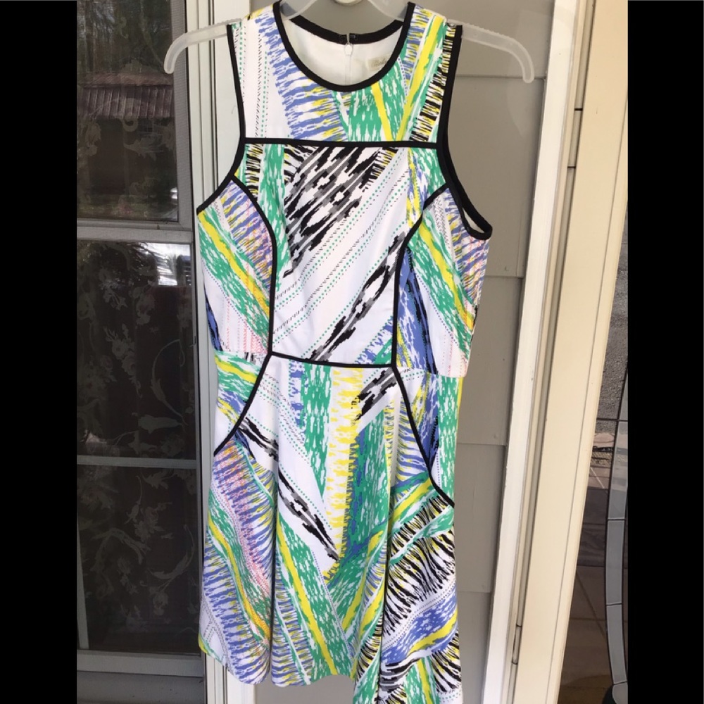 Shoshanna 97% Cotton Flare Size 6 Dress Lined Sleeveless Multicolors ￼